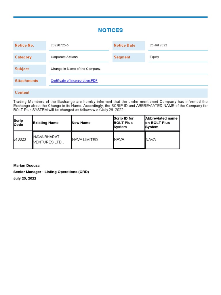 Notices: Notice No. Notice Date | PDF | Business | Finance & Money ...