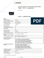 Product Data Sheet: Circuit Breaker Easypact EZC100H - TMD - 75 A - 2 Poles 2d