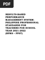 Results-Based Performance Management System-Philippine Professional Standards For Teachers For School YEAR 2021-2022 (Rpms - PPST)