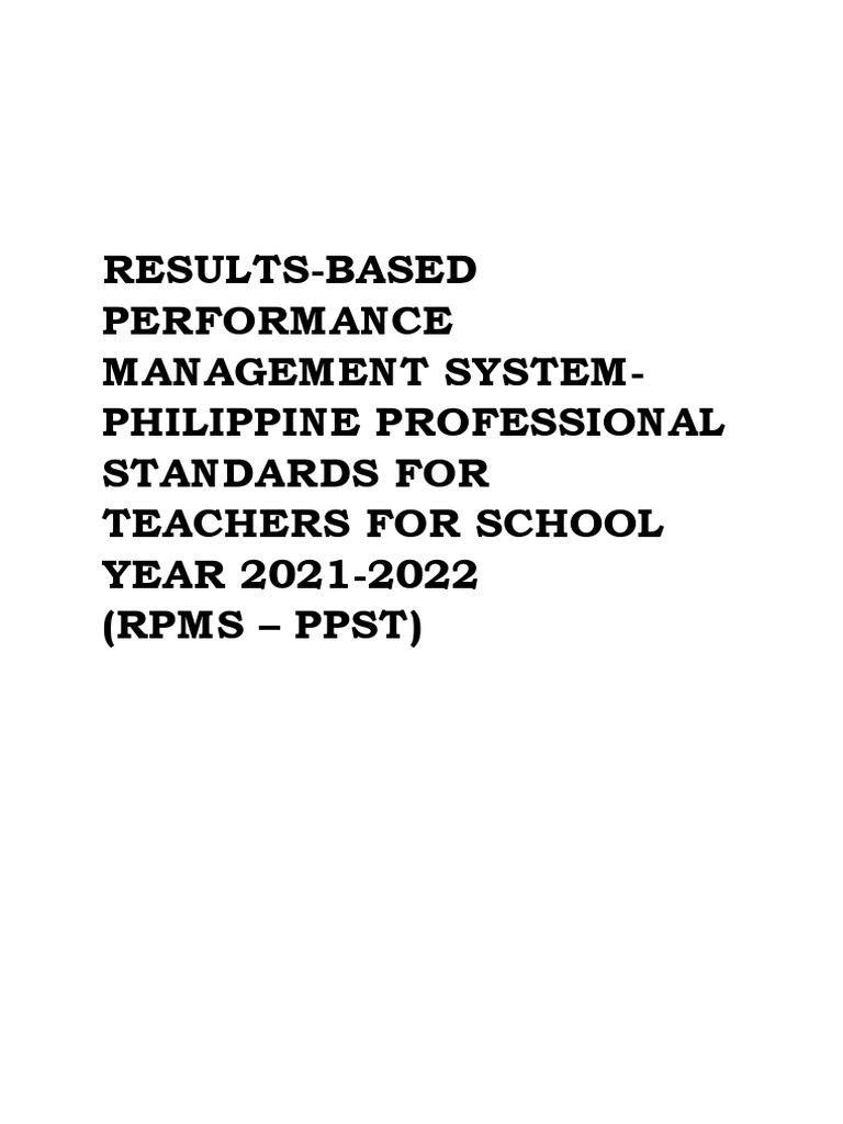 Results-Based Performance Management System-Philippine Professional ...