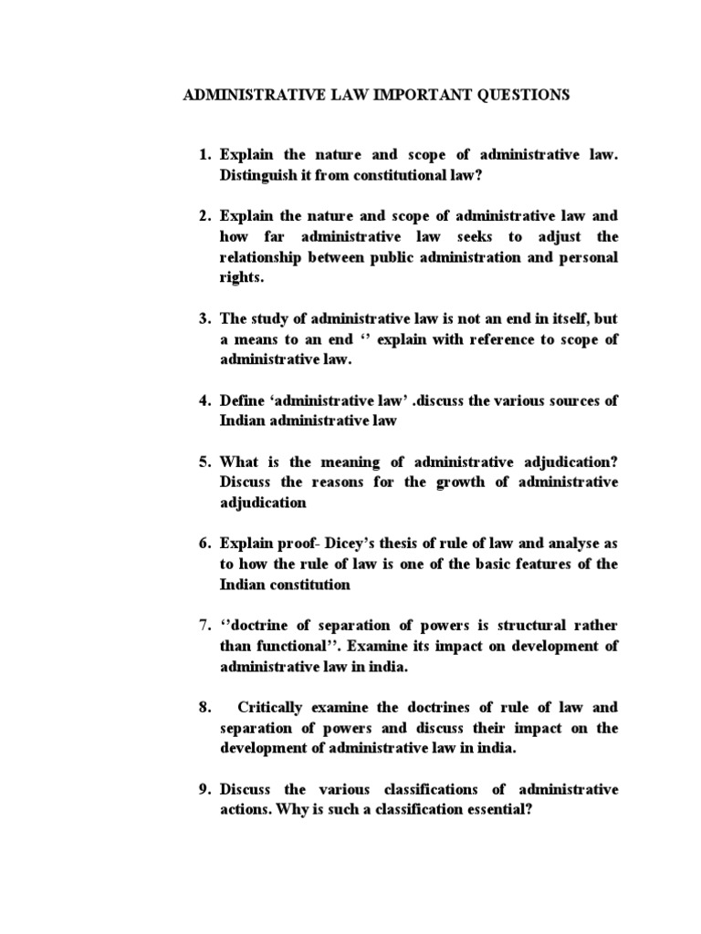 Administrative Law Important Questions | Download Free PDF ...