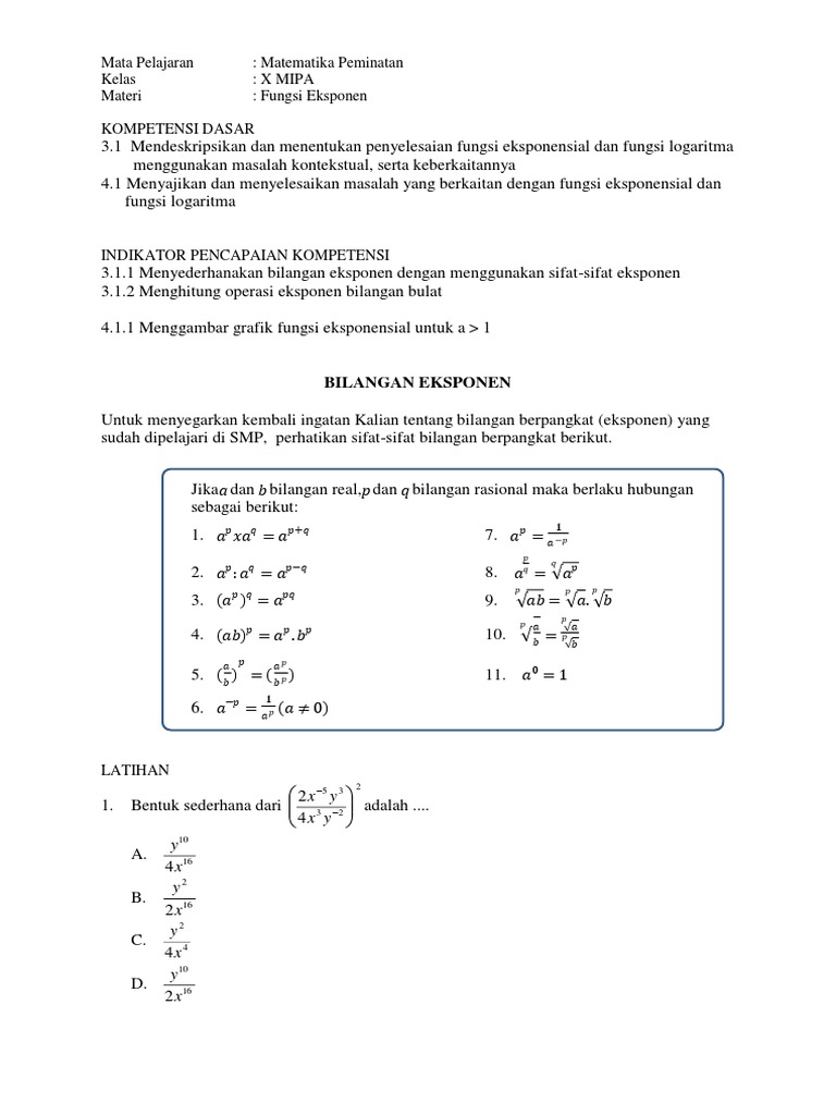 Fungsi Eksponen | PDF | Metode & Bahan Ajar | Sains & Matematika