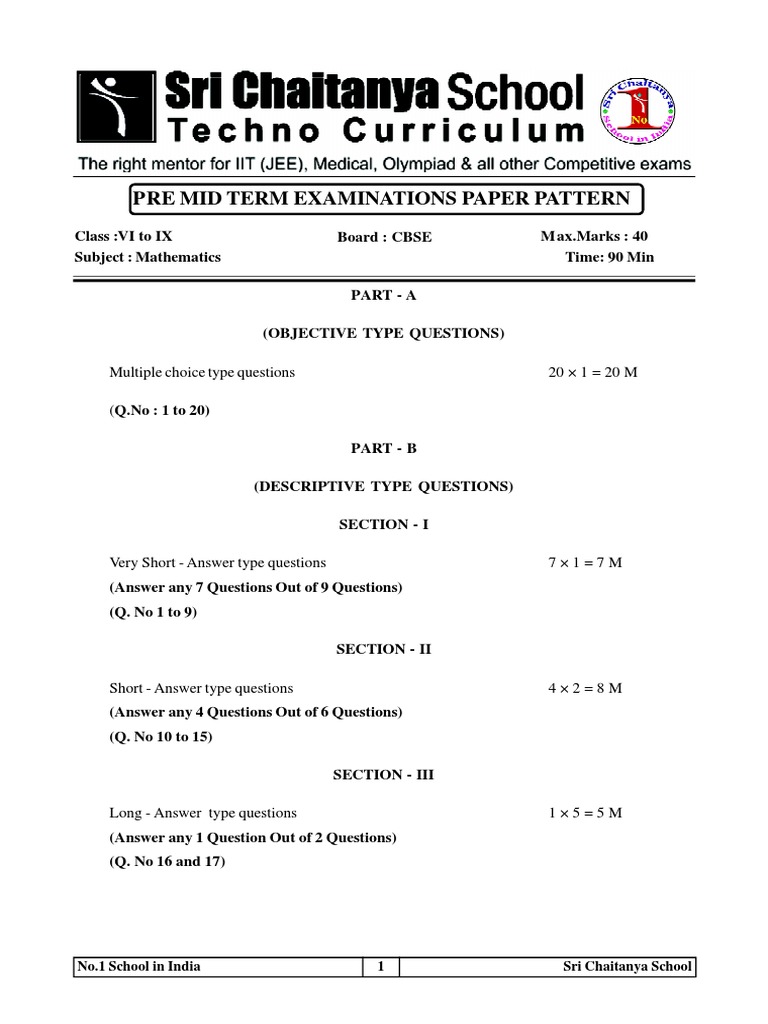 Pre Mid Term Exam Paper Pattern | PDF