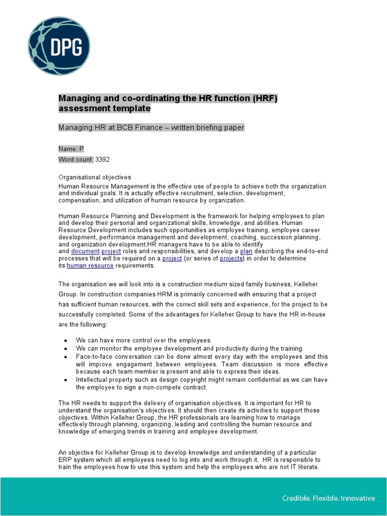 CIPD Level 5 HR HRF Assessment Template v1.0 RESUBMISSION