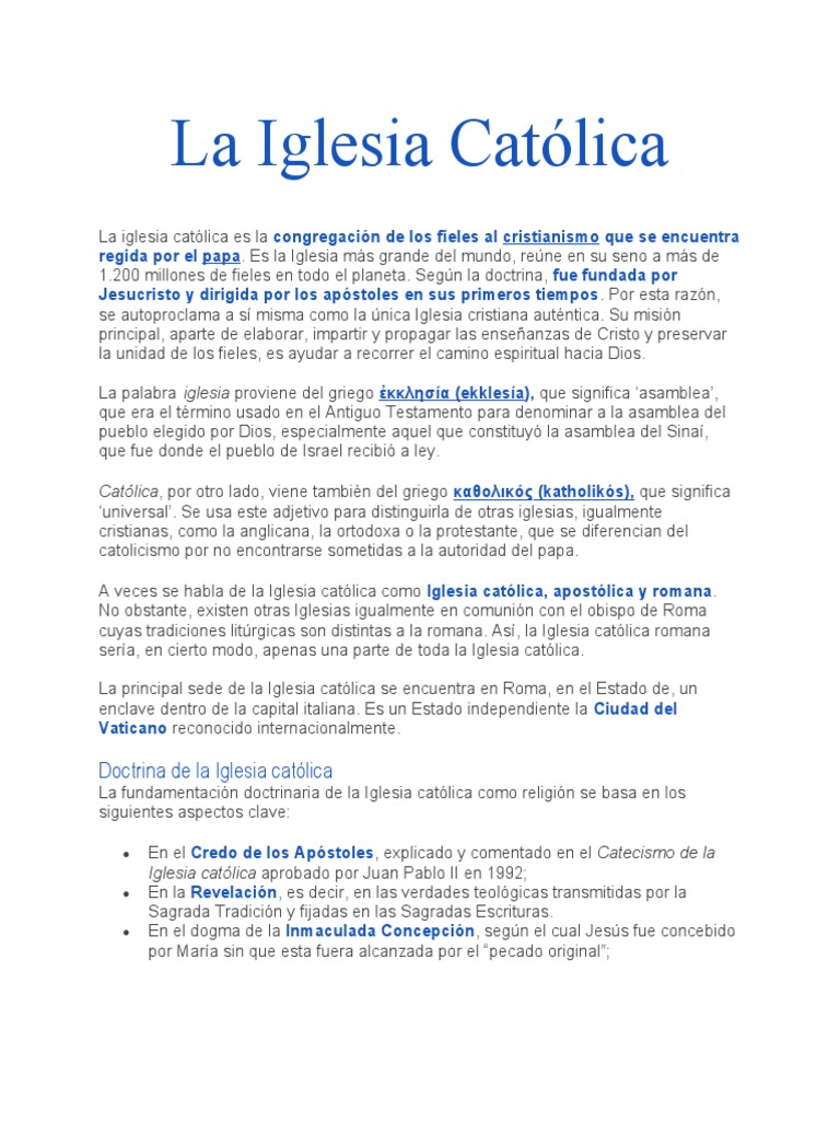 Estructura y Doctrina de la Iglesia Católica | PDF | Iglesia Católica ...