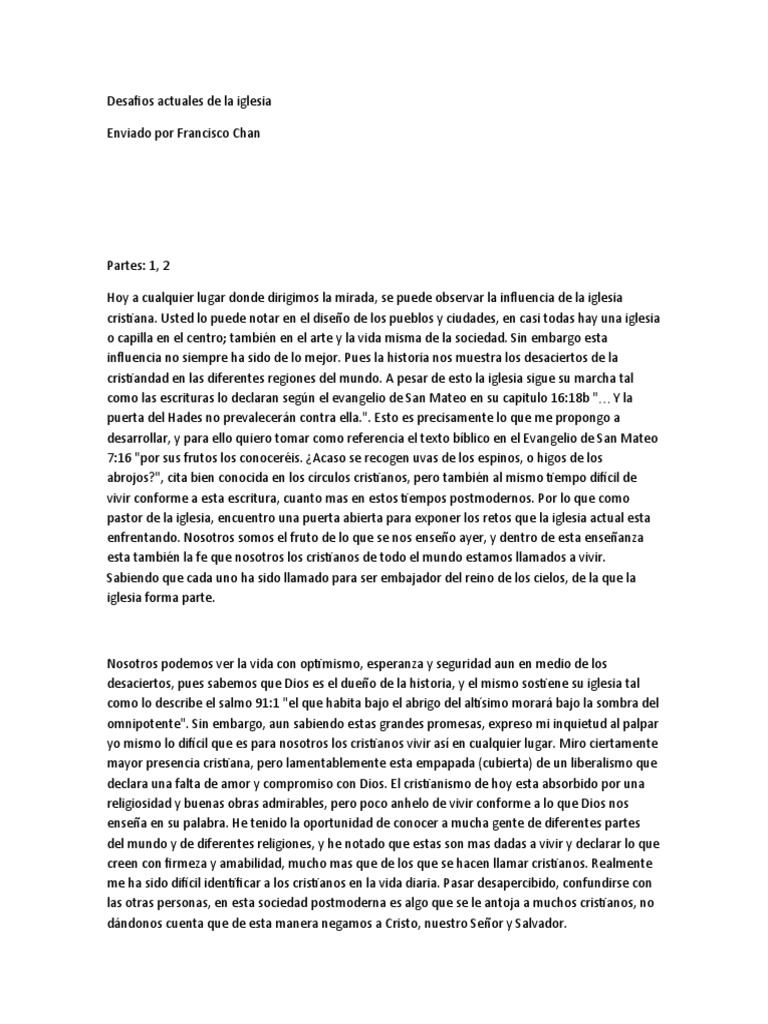 Desafios Actuales de La Iglesia | PDF | Amor | Dios