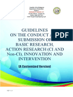 Guidelines On The Conduct and Submission of Basic Research, Action Research (Ci and Non-Ci), Innovation and Intervention