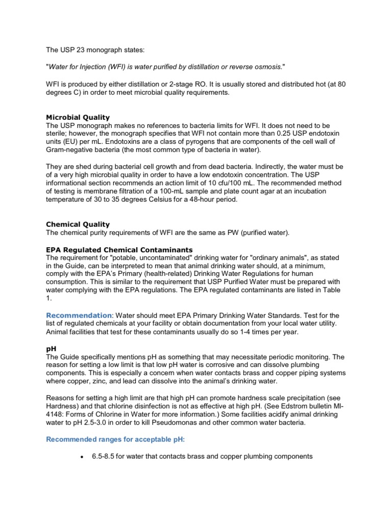 Microbial and Chemical Quality Guidelines for Animal Drinking Water
