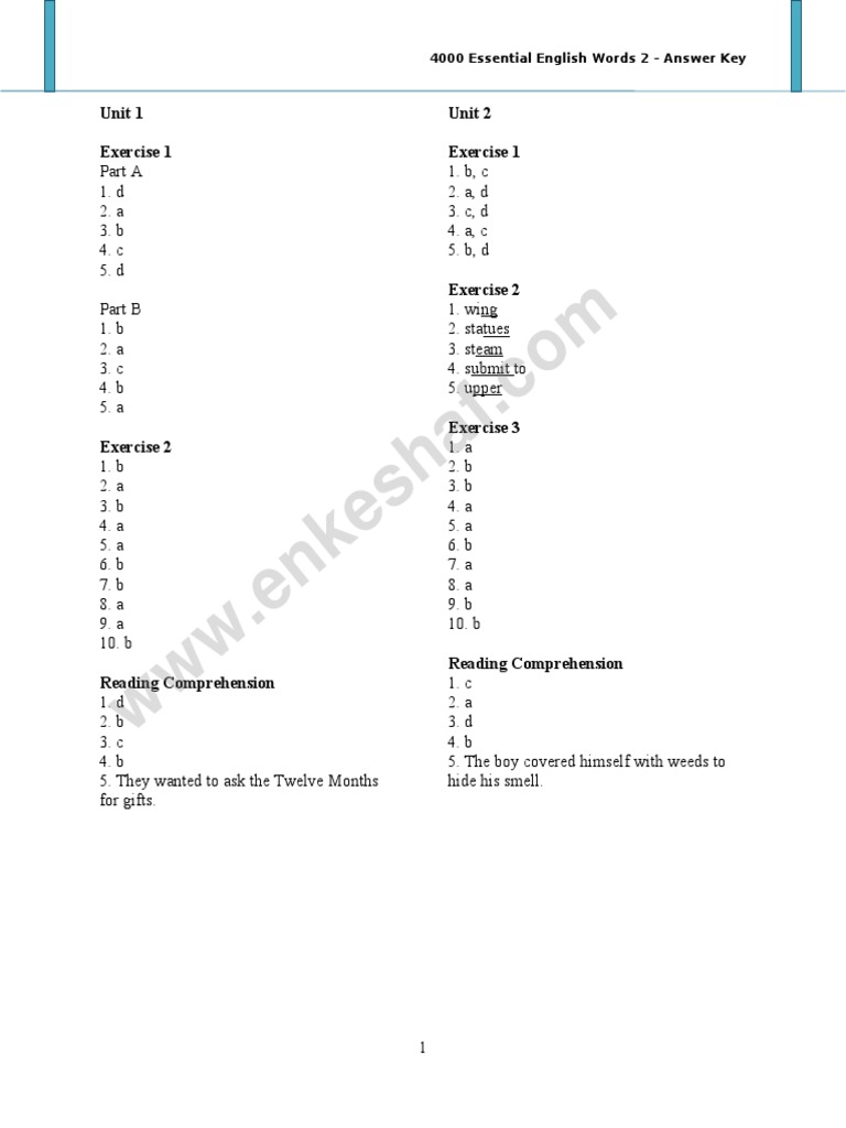 4000 ESSENTIAL ENGLISH WORDS 2 SECOND EDITION ANSWER KEY PDF visual data 3