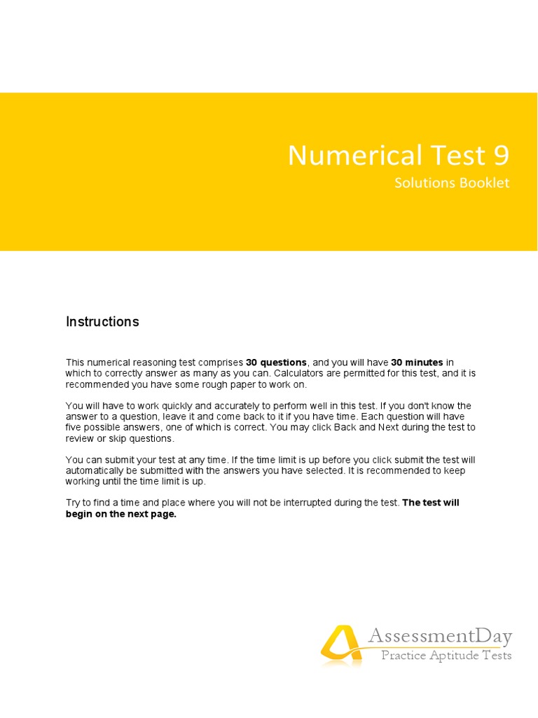 Numerical Test 9: Assessmentday | PDF | Overtime | Inflation