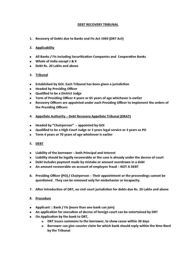 DRT Notes (2) | PDF | Appeal | Lawsuit