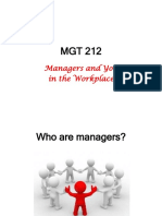 MGT 212 - Chapter 1 (Part 1) - Managers and You in The Workplace