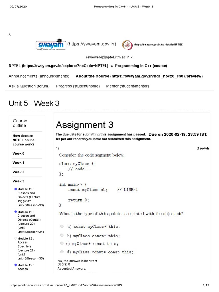 C++ Programming Course: Week 3 Overview | PDF | Constructor (Object ...