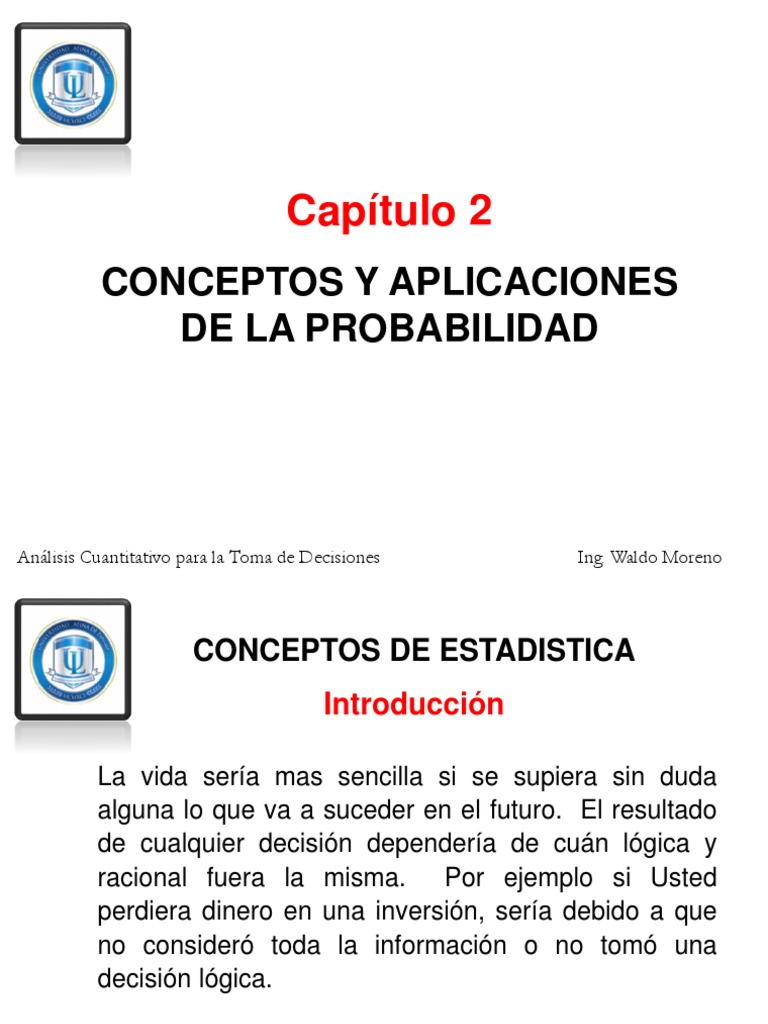Cap.2 Conceptos y Aplicaciones de La Probabilidad | PDF | Distribución ...