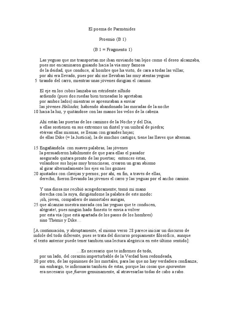 El Poema de Parménides PDF Verdad