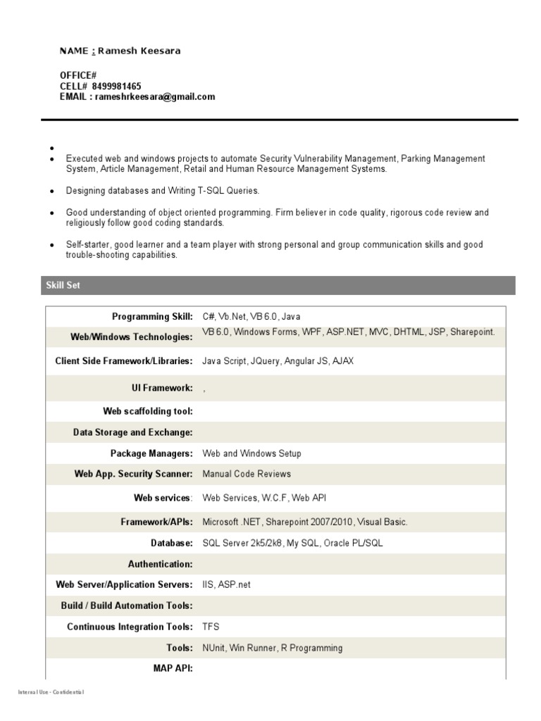 Software Developer Profile: Skills & Experience | PDF | Microsoft ...