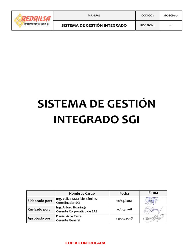 Mc Sgi 001 Manual Sgi Pdf Calidad Comercial Planificación