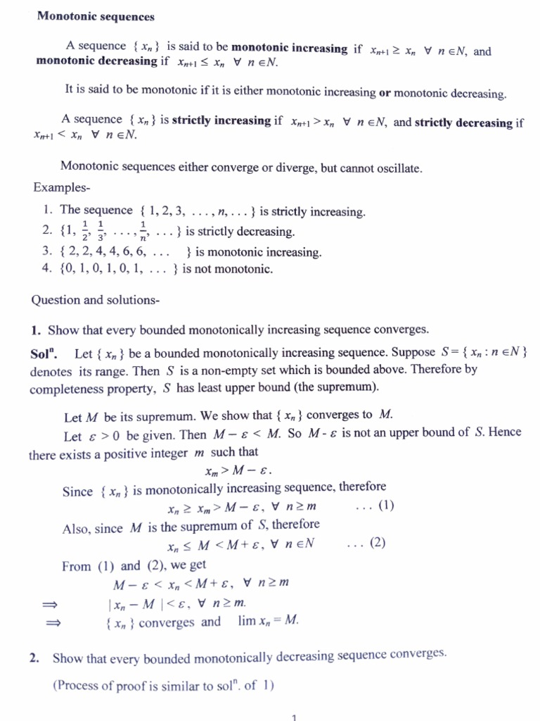 Monotonic Sequence, Sandwich Th. With Examples) | PDF | Sequence ...