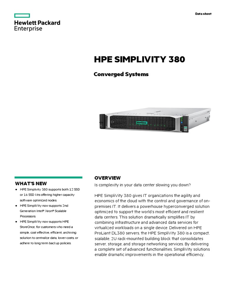 HPE SimpliVity 380 Data Sheet PDF Virtualization Scalability