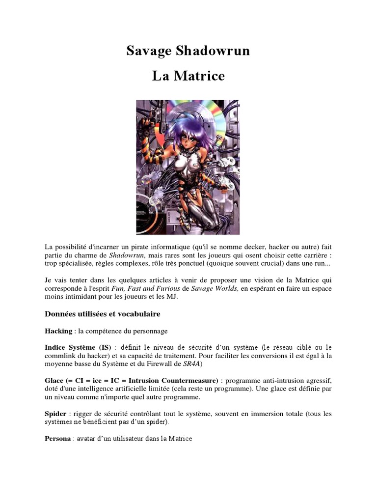 Hacking dans Shadowrun 7e Édition | PDF | Dé | Matrice (Mathématiques)