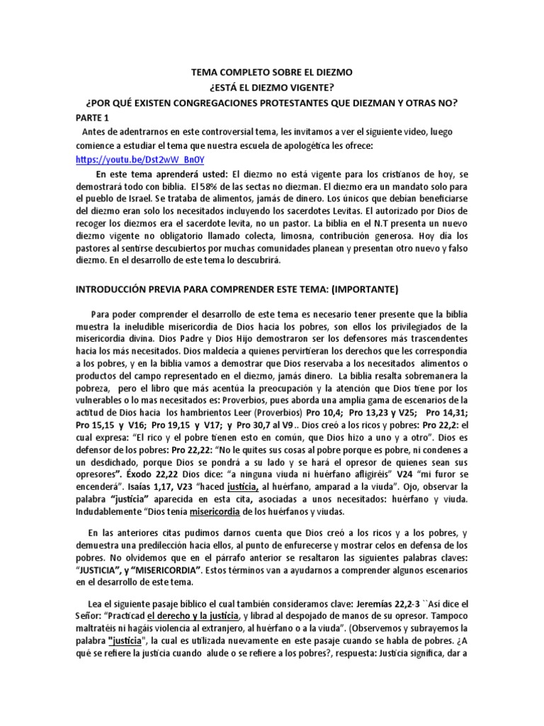 Parte 1 El Diezmo | PDF | Diezmo | Jesús