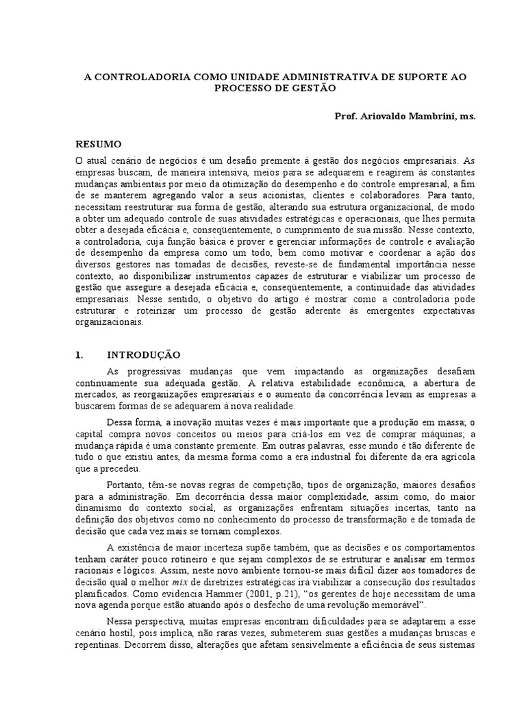 Controladoria e Gestão Empresarial Eficaz | PDF | Planejamento ...