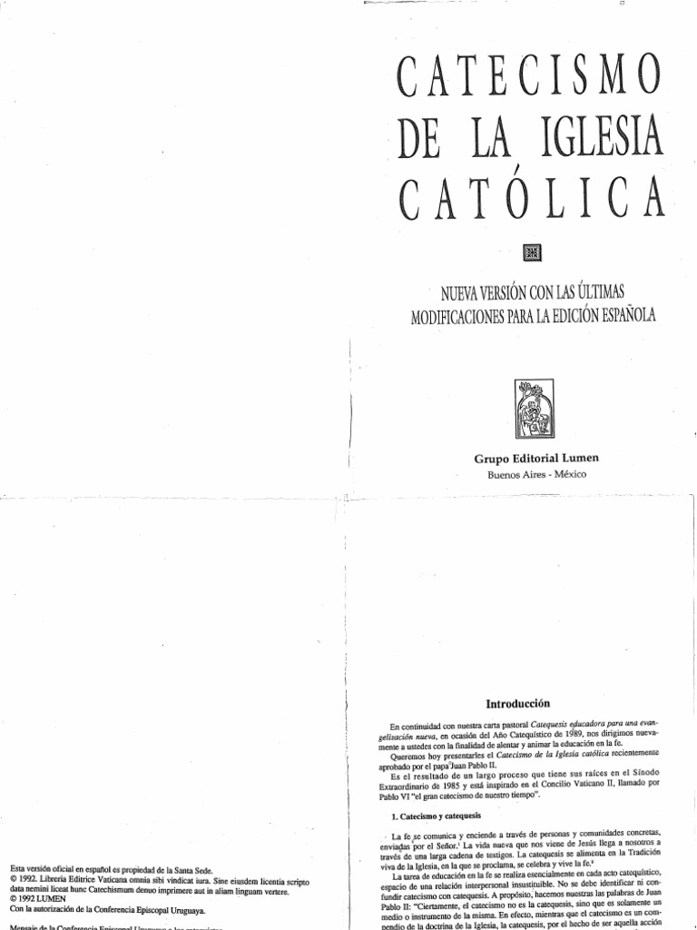 Catesismo de La Iglesia Católica Parte 1 | PDF