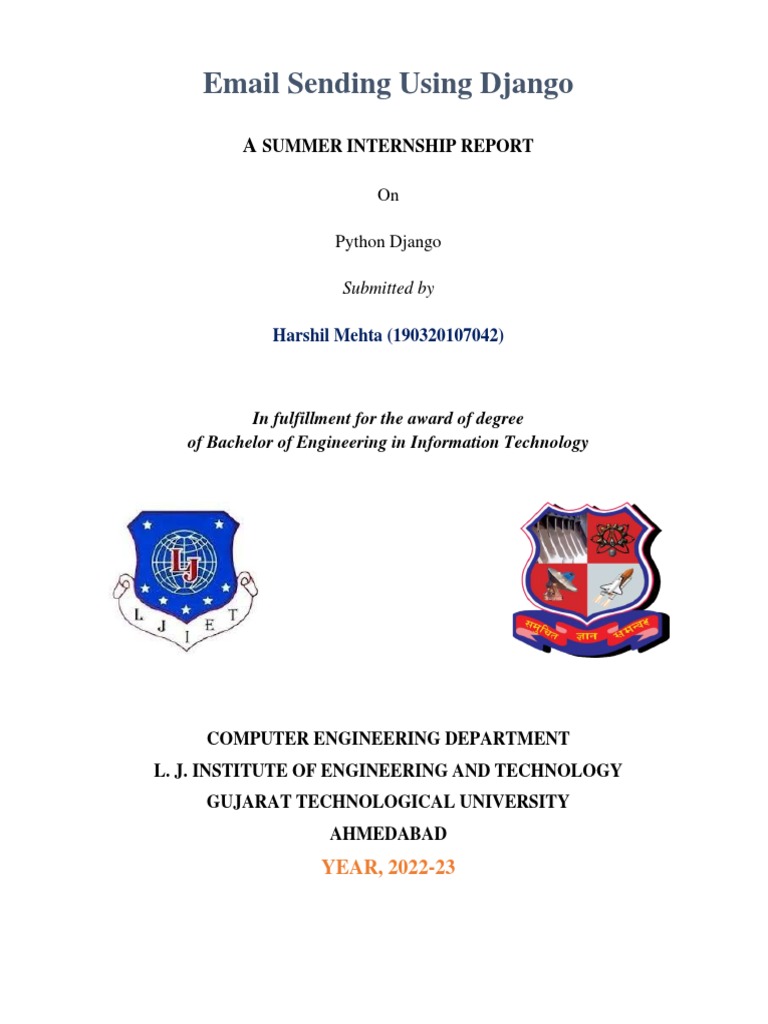 Email Sending Using Django: Summer Internship Report | PDF | Python ...