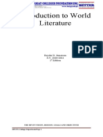 Introduction To World Literature: Reydar D. Jumawan S.Y. 2020-2021 1 Edition