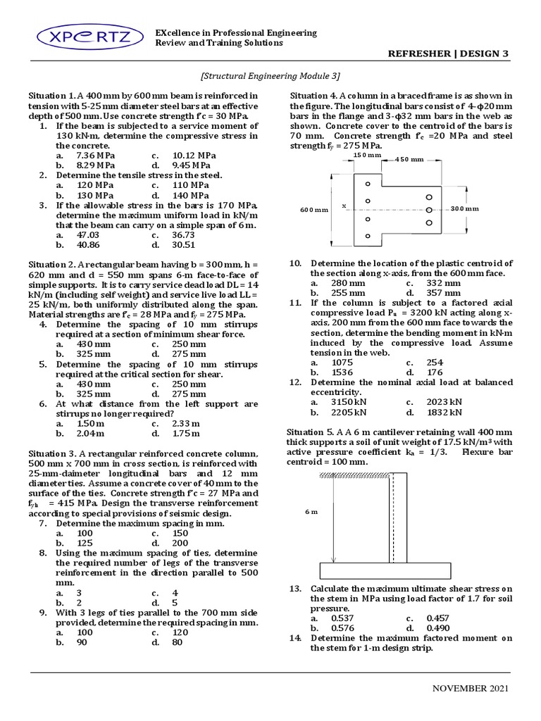 Structural Engineering Exam Practice | PDF | Beam (Structure) | Bending