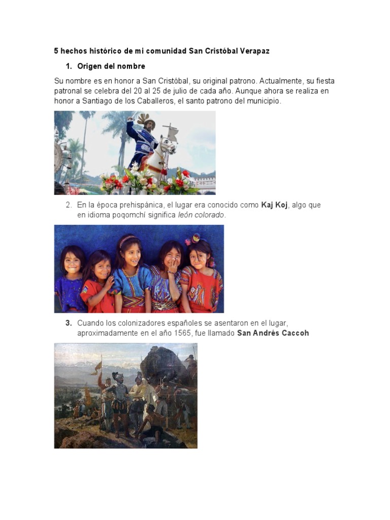 5 Hechos Histórico de Mi Comunidad San Cristóbal Verapaz | PDF