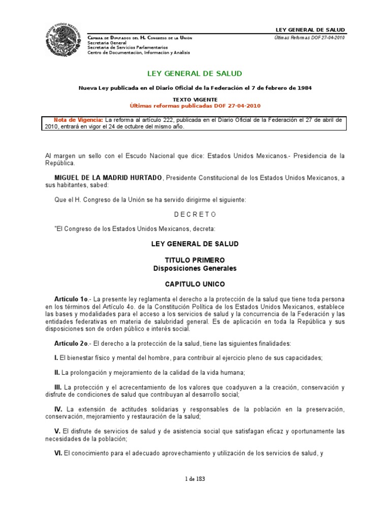 La Ley General de La Salud | Gobierno | Política
