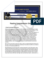 Reading Comprehension Sheet-VI: 1. Read The Passage Given Below