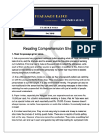 Reading Comprehension Sheet III
