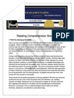 Reading Comprehension Sheet Iv