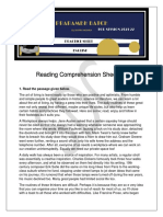 Reading Comprehension Sheet-Vii