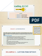 Improve reading skills with letter, word perception and comprehension exercises