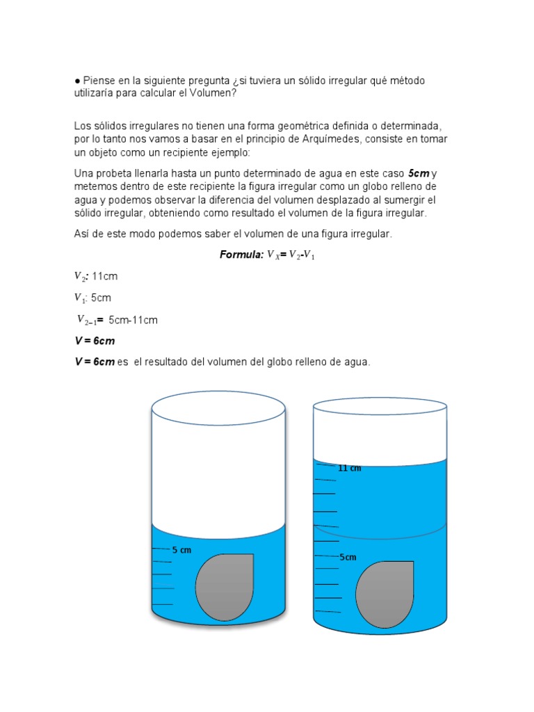 Piense En La Siguiente Pregunta Volumen De Un Solido Irregular Pdf