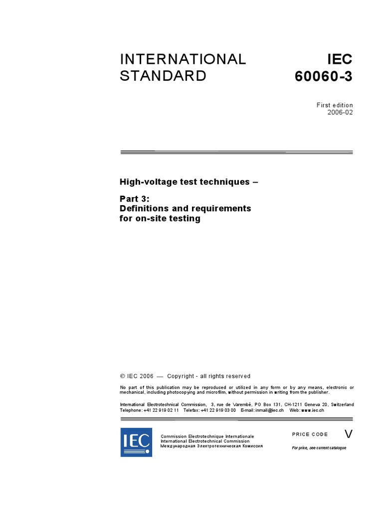 International Standard HighVoltage Test Techniques Definitions and Requirements For OnSite