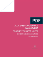 Acca (F5) Performance Management Complete Subject Notes: BY Vertex Learning Solutions