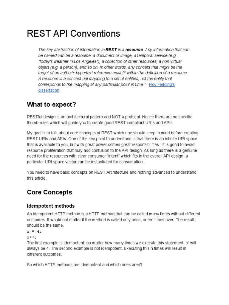 REST API Conventions PDF Representational State Transfer
