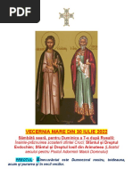 Vecernia 30.07.2022, Sâmbătă Seară, Glas 6, Pt. Duminica 7 După Rusalii