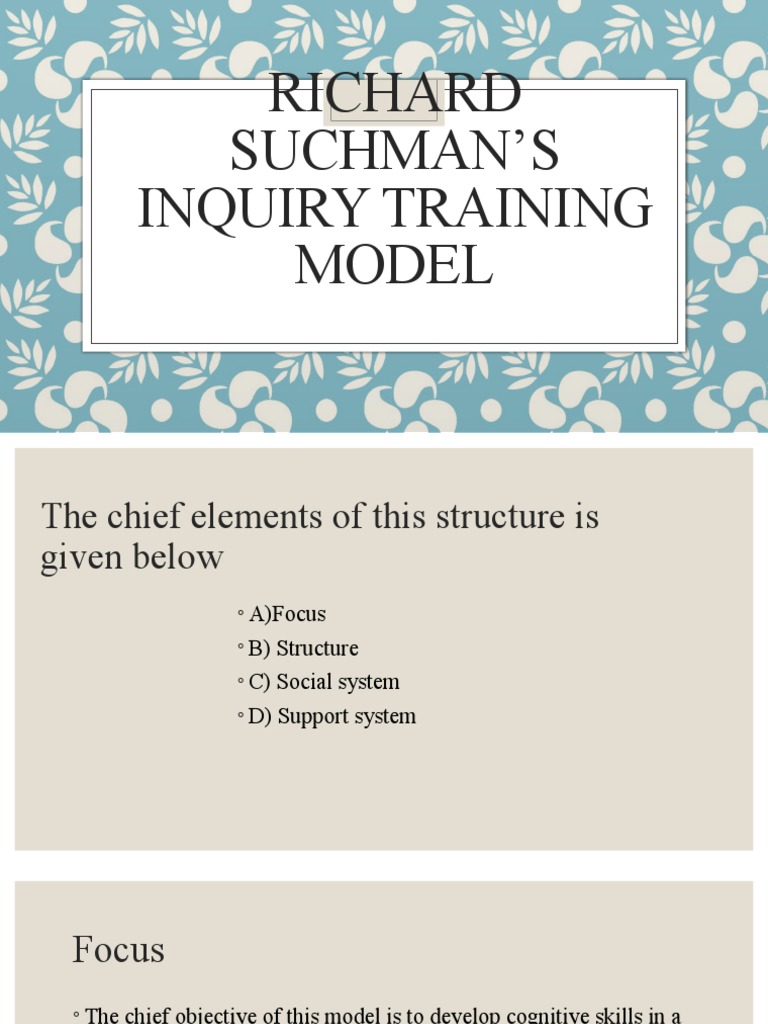Suchman's Inquiry Training Model | PDF | Career & Growth