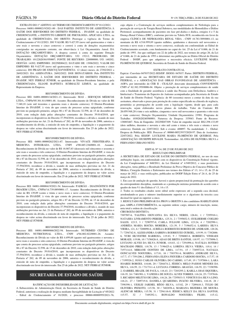 Dodf 139 26-07-2022 Integra-39-98 | PDF | Orçamento governamental ...