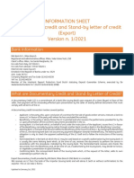 Information Sheet Documentary Credit and Stand by Letter of Credit