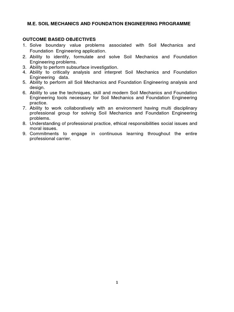 M.E. Soil Mechanics and Foundation Engineering Programme | PDF | Deep ...