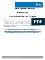 Information Systems Analysis December 2015 Sample Exam Marking Scheme