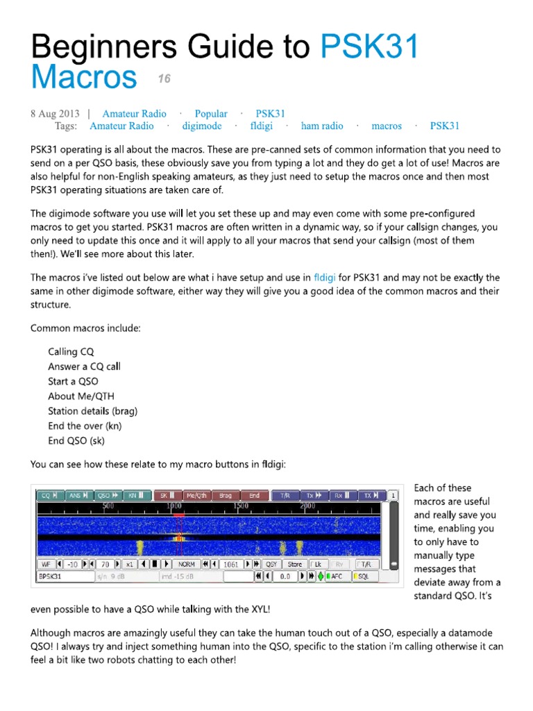 Beginners Guide To PSK31 Macros M0JCQ's Ham Blog | PDF