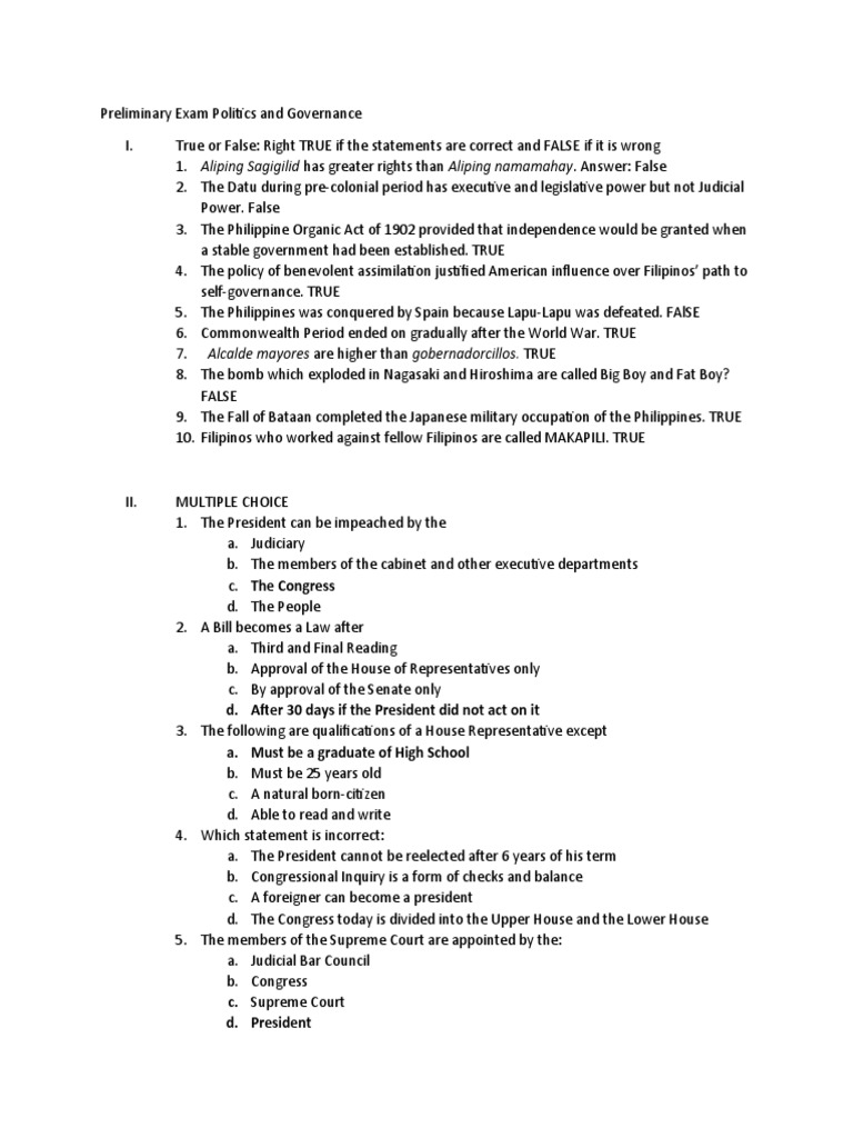 Politics & Governance Exam Guide | PDF | American Government ...