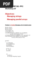 Subject: PRF192-PFC Workshop 07: Objectives: Managing Strings Managing Parallel Arrays